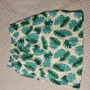 Linen J. Crew Womens Skirt with Monstera leaves XS